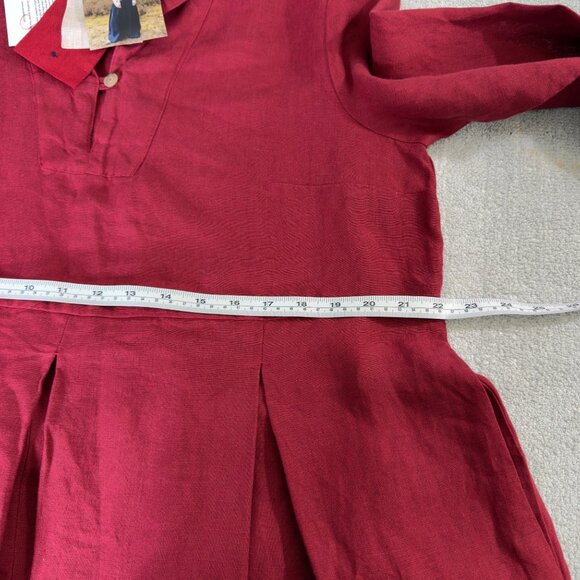 NWT Son De Flor Red Linen Long Sleeve Sailor Collar Dress L/XL Made In Lithuania - Picture 9 of 12